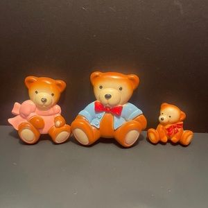 1984 Miller Studio Vintage 3 Teddy Bears Chalkware Plaque